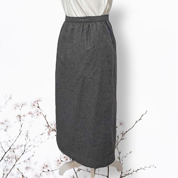 SASSON Vintage Gray Wool Blend Midi Skirt Sz 8 - Picture 4 of 12